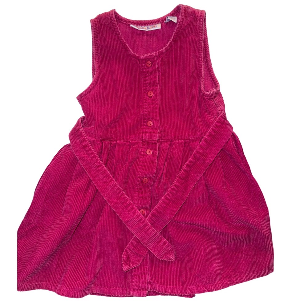 Vintage Christie Brooks Girls Pink Corduroy Jumper Dress Button Front Size 4